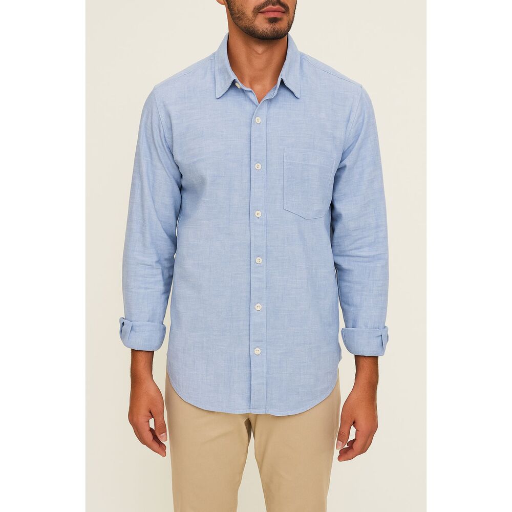 Buffalo Men's Blue Slim Fit Long Sleeves Dress Button Down Shirt Size L/42